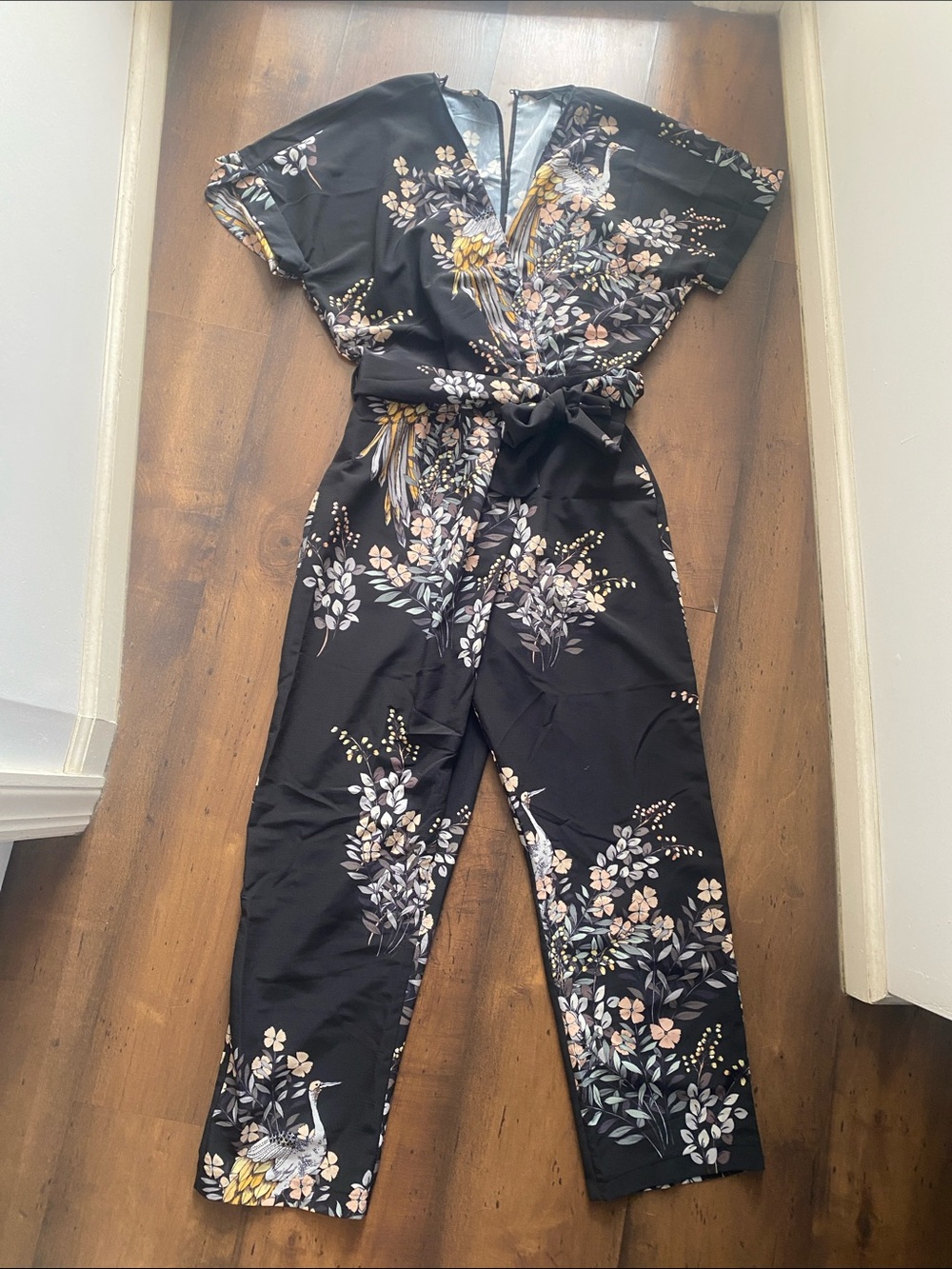 Zara Blue Floral Jumpsuit Kimono style